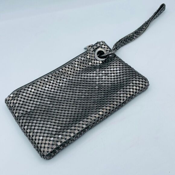 Metal Mesh Charcoal Clutch Wristlet Purse Cosmetic Phone Bag Prom Date Night - Picture 2 of 7